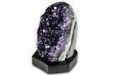 Deep Purple Amethyst Geode With Wood Base - Uruguay #342844-1